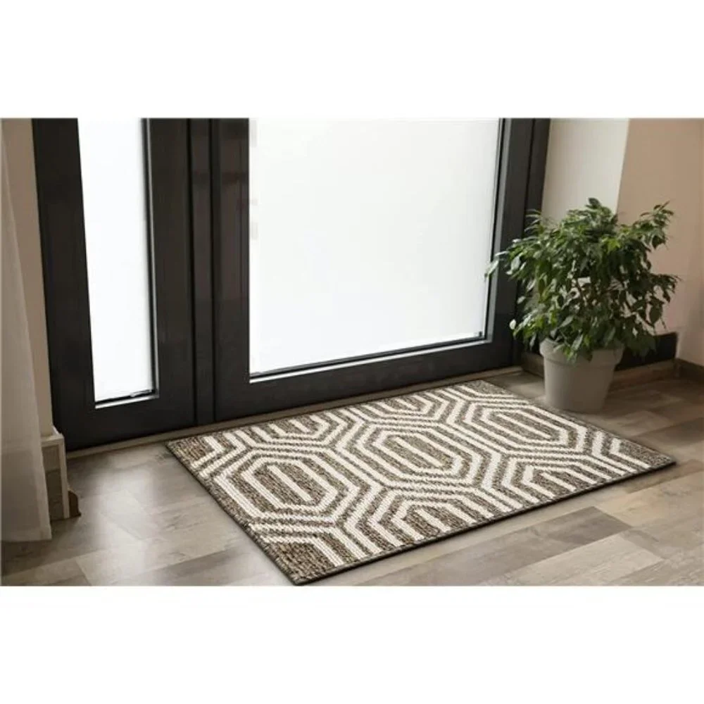 2 Pack, Inside Outside Door Mats, Rubber Backing Odorless and Non Slip - Brown